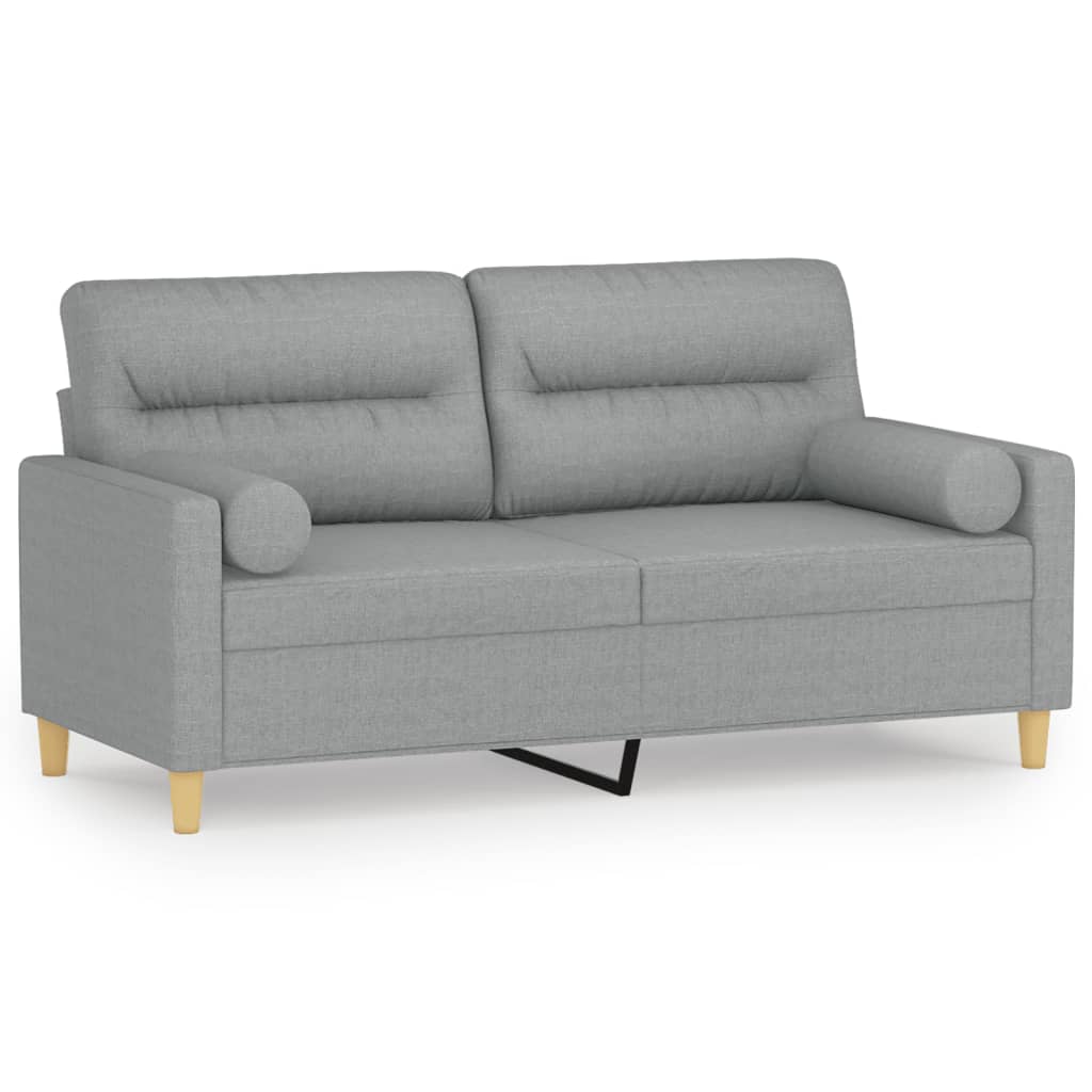 Tweezitsbank met sierkussens 140 cm stof lichtgrijs is nu te koop bij PeponiXL, paradijselijk wonen!