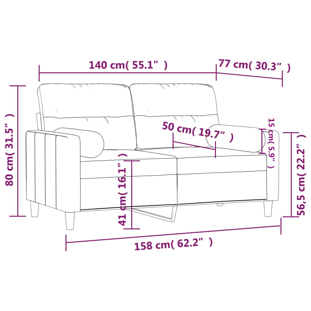 Tweezitsbank met sierkussens 140 cm stof lichtgrijs is nu te koop bij PeponiXL, paradijselijk wonen!