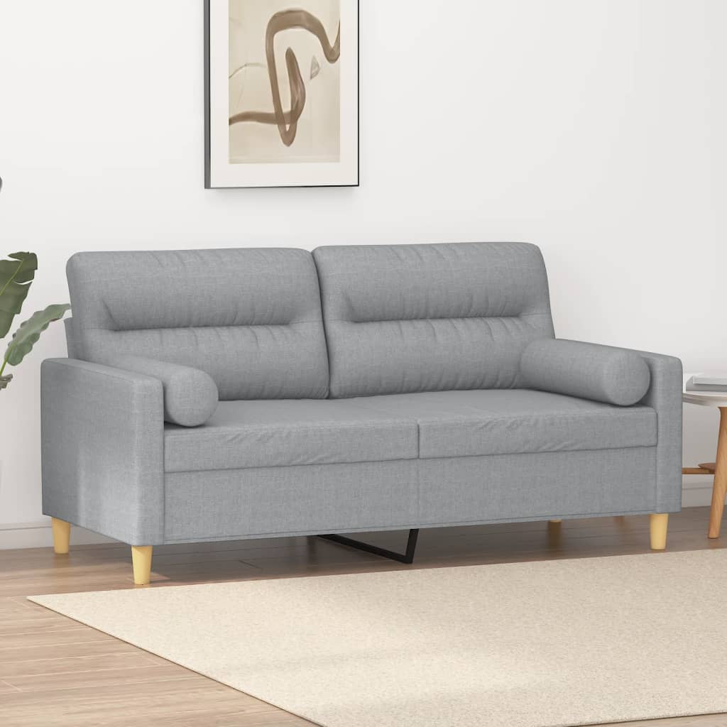 Tweezitsbank met sierkussens 140 cm stof lichtgrijs is nu te koop bij PeponiXL, paradijselijk wonen!