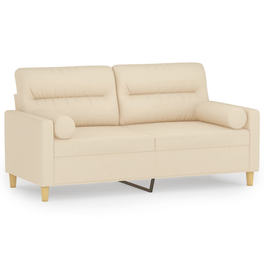 Tweezitsbank met sierkussens 140 cm stof crèmekleurig is nu te koop bij PeponiXL, paradijselijk wonen!