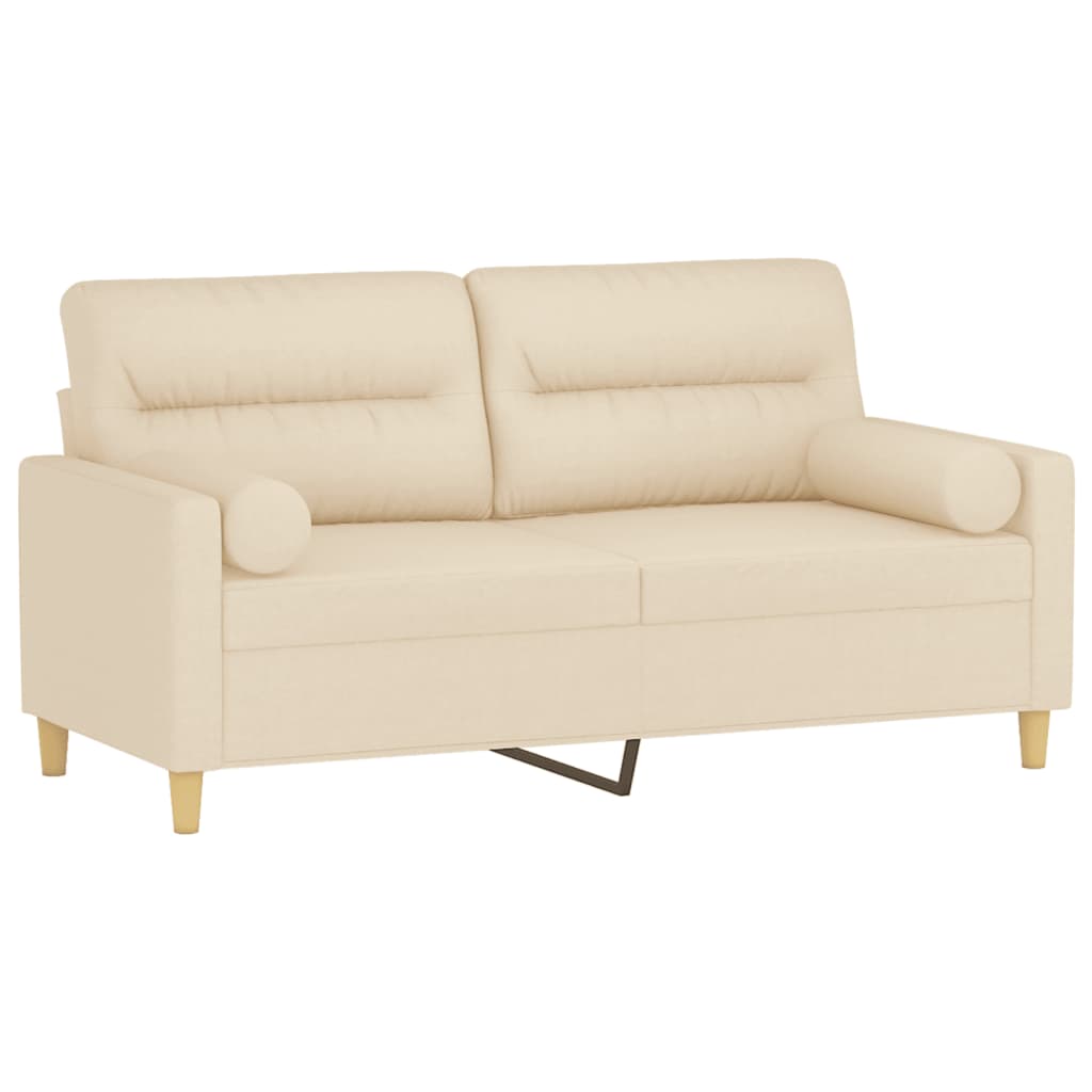 Tweezitsbank met sierkussens 140 cm stof crèmekleurig is nu te koop bij PeponiXL, paradijselijk wonen!