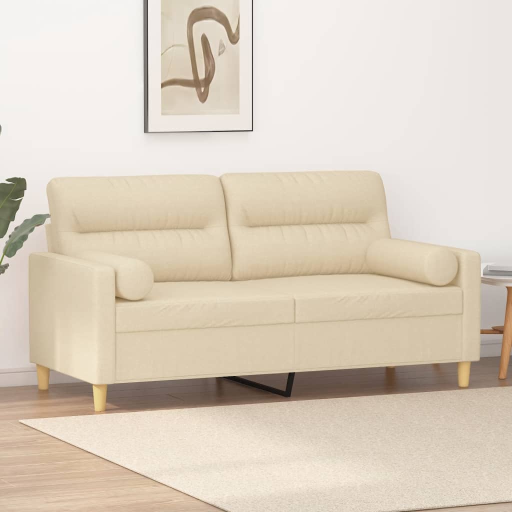 Tweezitsbank met sierkussens 140 cm stof crèmekleurig is nu te koop bij PeponiXL, paradijselijk wonen!