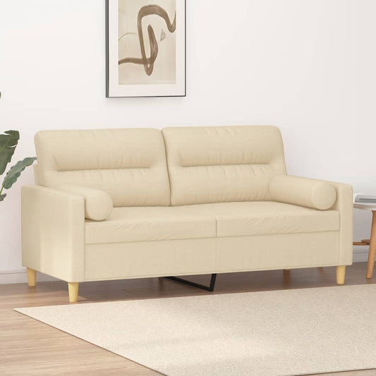 Tweezitsbank met sierkussens 140 cm stof crèmekleurig is nu te koop bij PeponiXL, paradijselijk wonen!