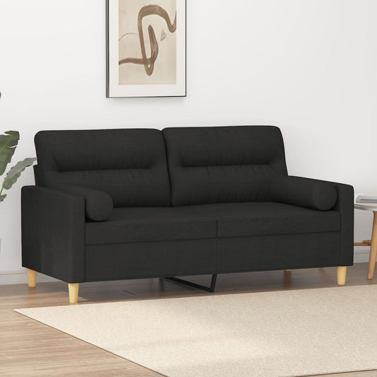 Tweezitsbank met sierkussens 140 cm stof zwart is nu te koop bij PeponiXL, paradijselijk wonen!