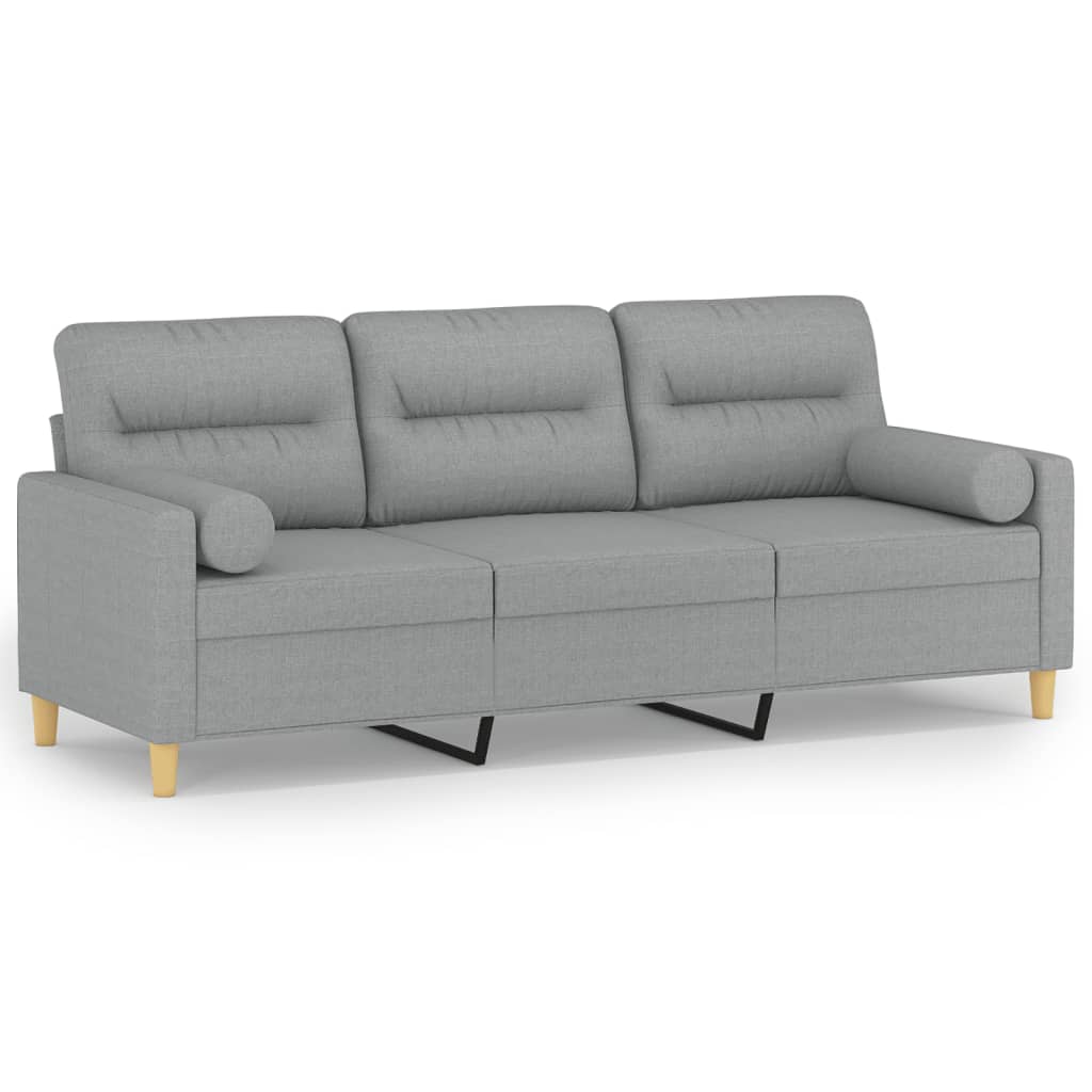 Driezitsbank met sierkussens 180 cm stof lichtgrijs is nu te koop bij PeponiXL, paradijselijk wonen!