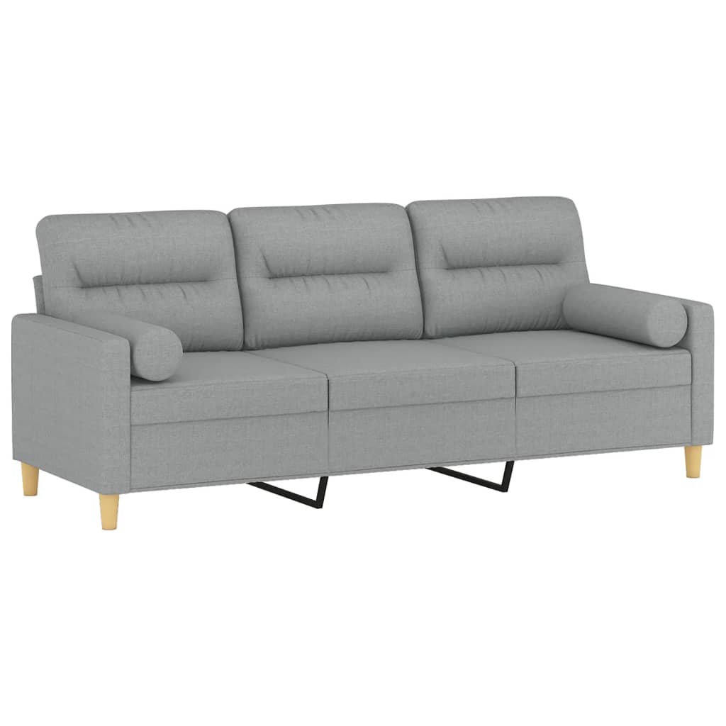 Driezitsbank met sierkussens 180 cm stof lichtgrijs is nu te koop bij PeponiXL, paradijselijk wonen!