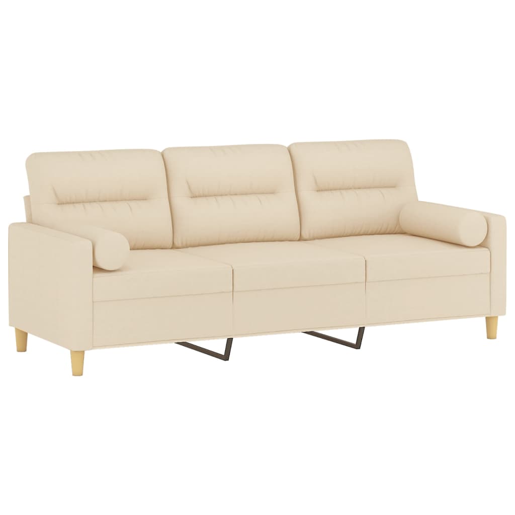 Driezitsbank met sierkussens 180 cm stof crèmekleurig is nu te koop bij PeponiXL, paradijselijk wonen!