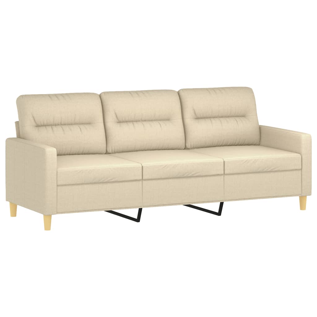 Driezitsbank met sierkussens 180 cm stof crèmekleurig is nu te koop bij PeponiXL, paradijselijk wonen!