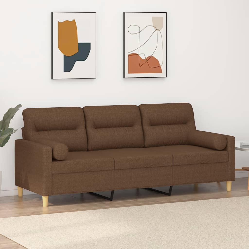 Driezitsbank met sierkussens 180 cm stof bruin is nu te koop bij PeponiXL, paradijselijk wonen!