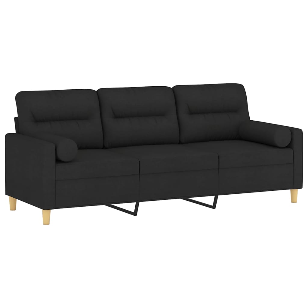 Driezitsbank met sierkussens 180 cm stof zwart is nu te koop bij PeponiXL, paradijselijk wonen!