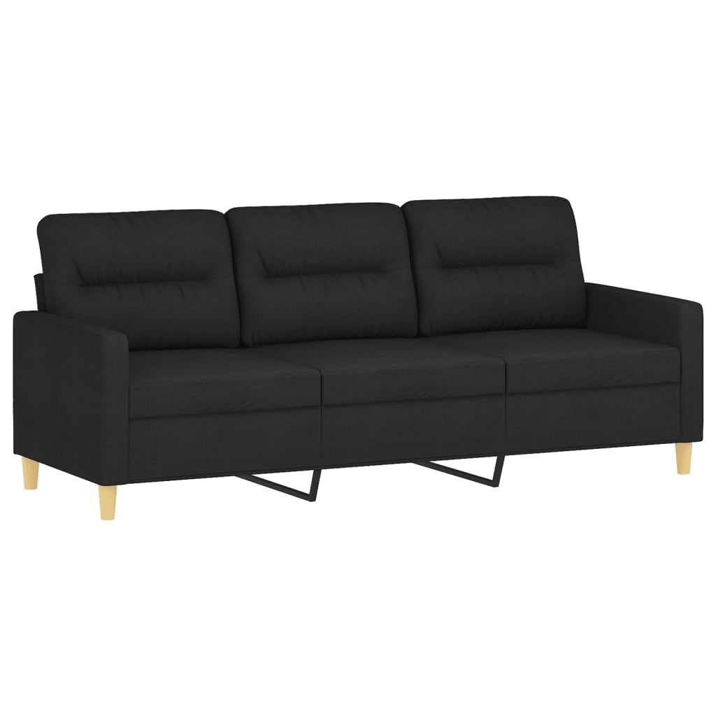 Driezitsbank met sierkussens 180 cm stof zwart is nu te koop bij PeponiXL, paradijselijk wonen!
