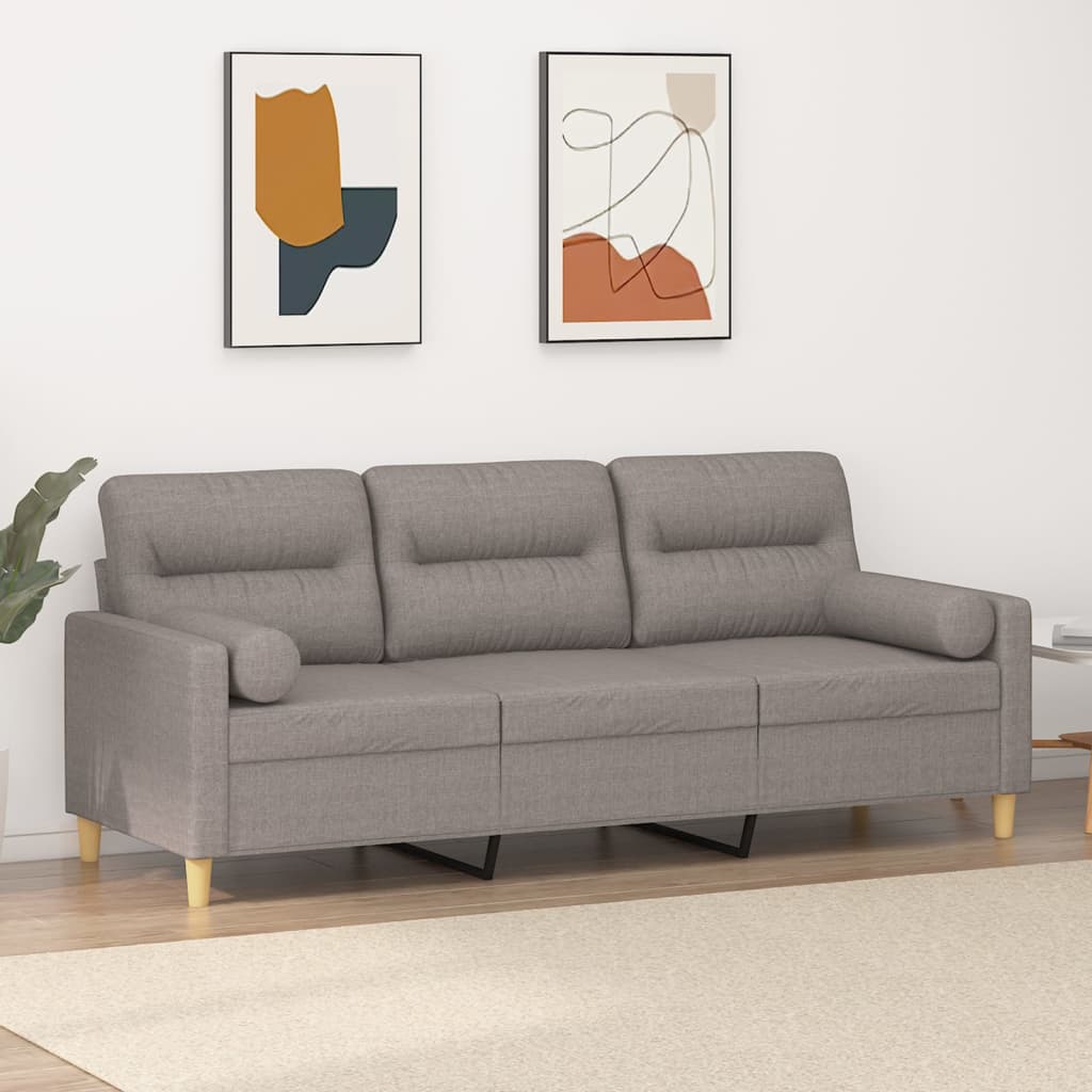 Driezitsbank met sierkussens 180 cm stof taupe is nu te koop bij PeponiXL, paradijselijk wonen!