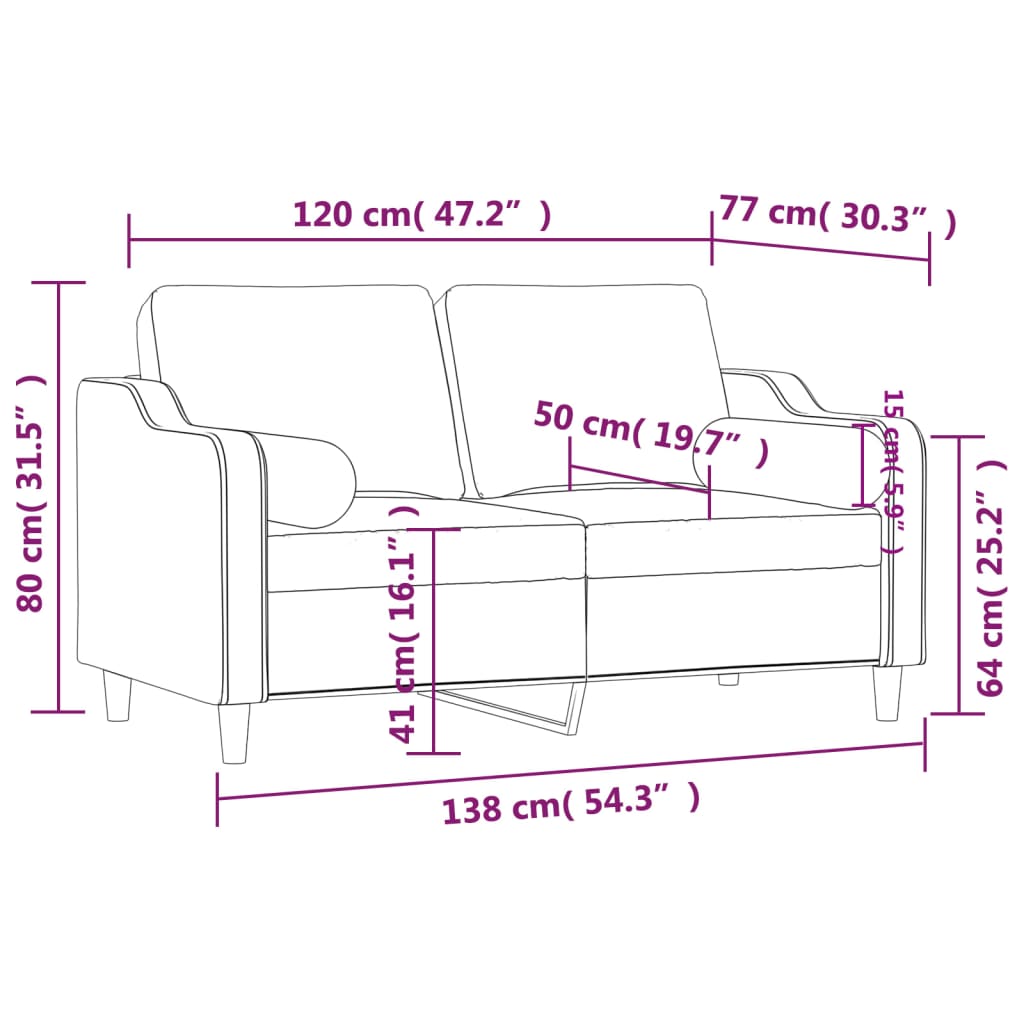 Tweezitsbank met sierkussens 120 cm stof lichtgrijs is nu te koop bij PeponiXL, paradijselijk wonen!