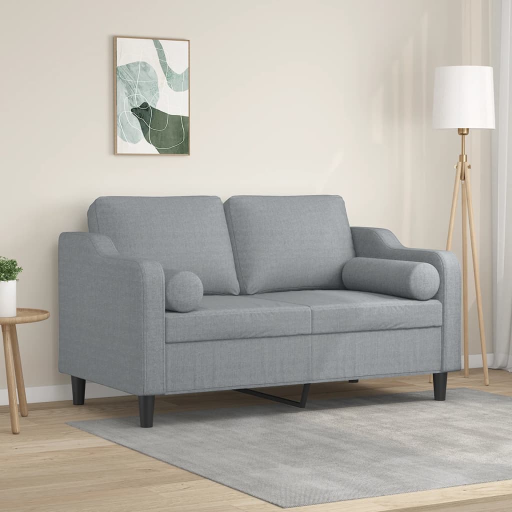 Tweezitsbank met sierkussens 120 cm stof lichtgrijs is nu te koop bij PeponiXL, paradijselijk wonen!