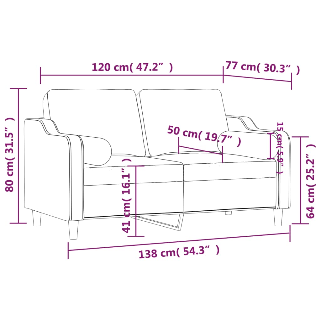 Tweezitsbank met sierkussens 120 cm stof donkergrijs is nu te koop bij PeponiXL, paradijselijk wonen!