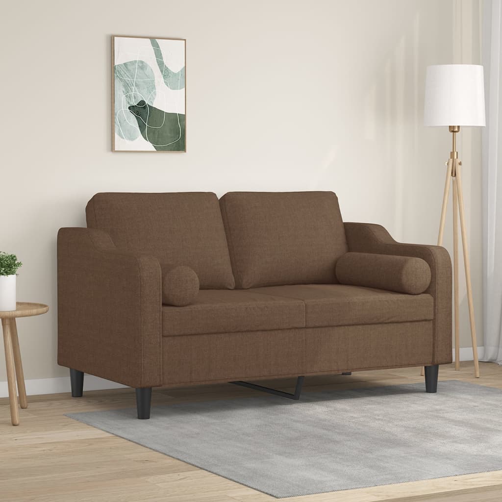 Tweezitsbank met sierkussens 120 cm stof bruin is nu te koop bij PeponiXL, paradijselijk wonen!