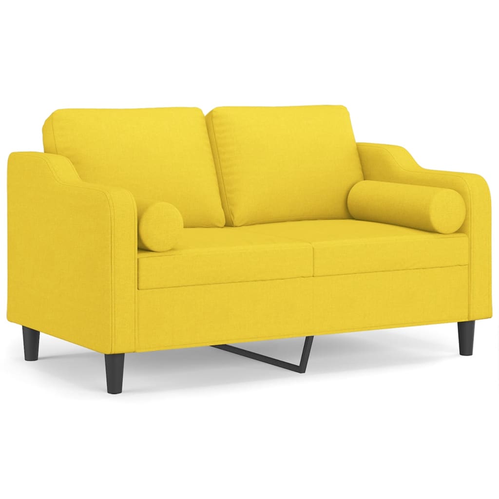 Tweezitsbank met sierkussens 120 cm stof lichtgeel is nu te koop bij PeponiXL, paradijselijk wonen!