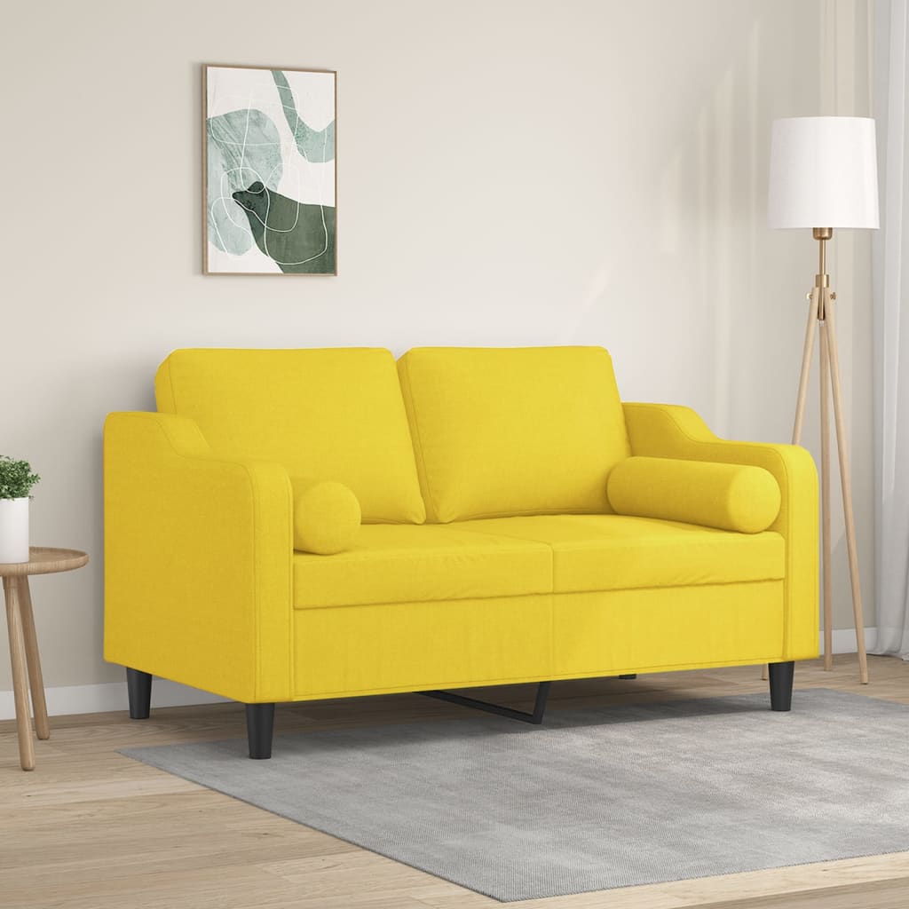 Tweezitsbank met sierkussens 120 cm stof lichtgeel is nu te koop bij PeponiXL, paradijselijk wonen!