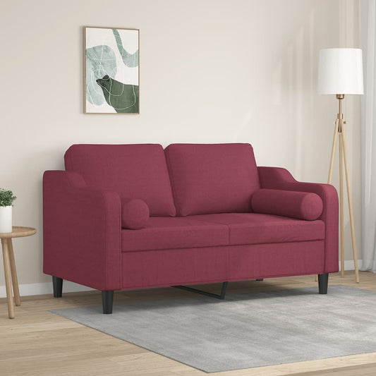 Tweezitsbank met sierkussens 120 cm stof wijnrood is nu te koop bij PeponiXL, paradijselijk wonen!