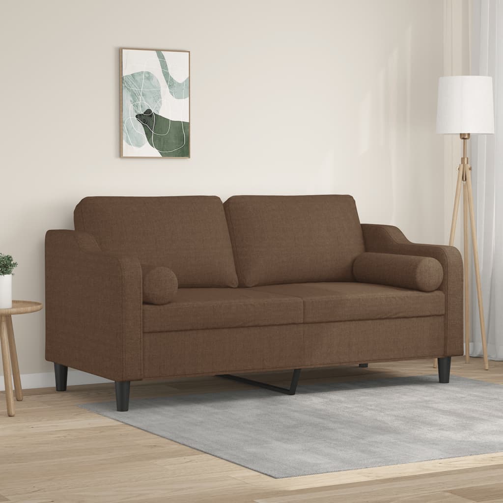 Tweezitsbank met sierkussens 140 cm stof bruin is nu te koop bij PeponiXL, paradijselijk wonen!