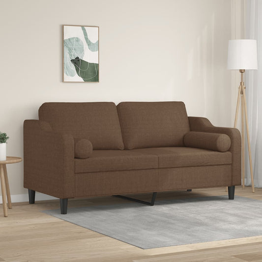 Tweezitsbank met sierkussens 140 cm stof bruin is nu te koop bij PeponiXL, paradijselijk wonen!