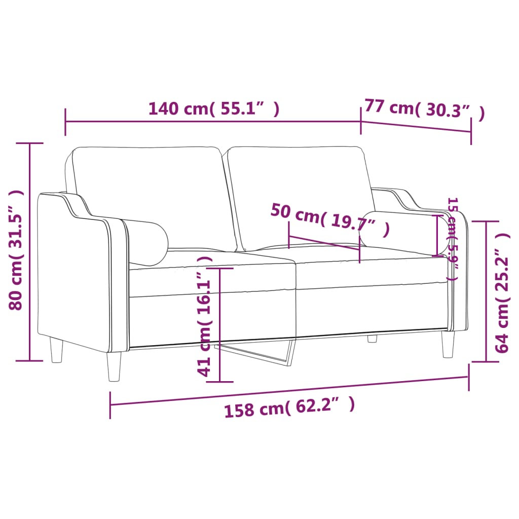 Tweezitsbank met sierkussens 140 cm stof taupe is nu te koop bij PeponiXL, paradijselijk wonen!