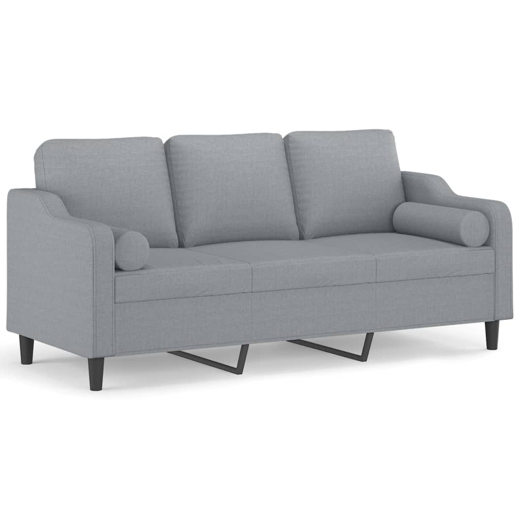 Driezitsbank met sierkussens 180 cm stof lichtgrijs is nu te koop bij PeponiXL, paradijselijk wonen!