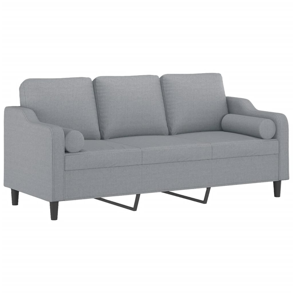 Driezitsbank met sierkussens 180 cm stof lichtgrijs is nu te koop bij PeponiXL, paradijselijk wonen!