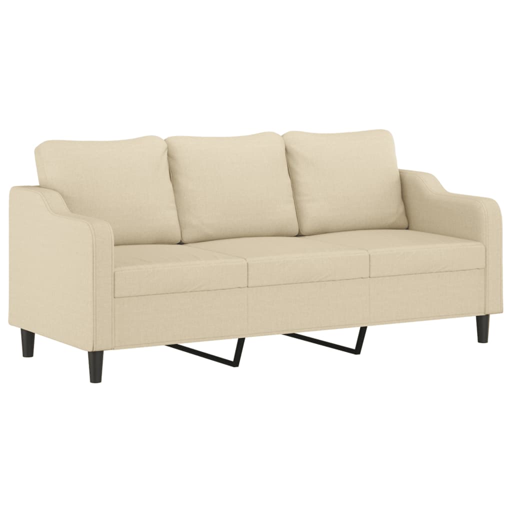 Driezitsbank met sierkussens 180 cm stof crèmekleurig is nu te koop bij PeponiXL, paradijselijk wonen!