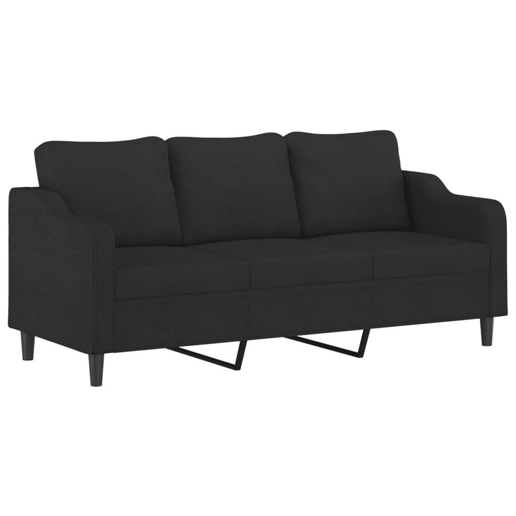 Driezitsbank met sierkussens 180 cm stof zwart is nu te koop bij PeponiXL, paradijselijk wonen!