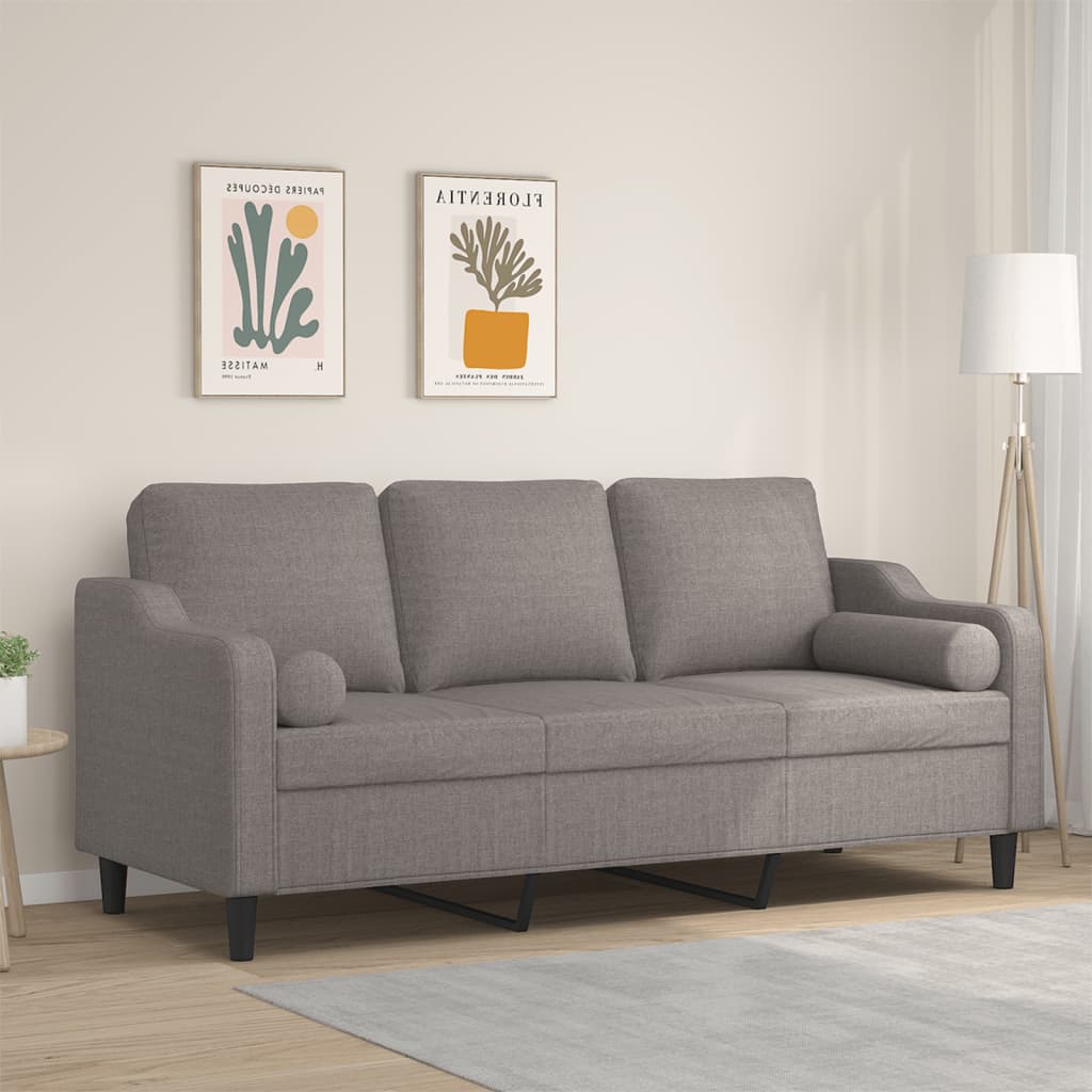 Driezitsbank met sierkussens 180 cm stof taupe is nu te koop bij PeponiXL, paradijselijk wonen!