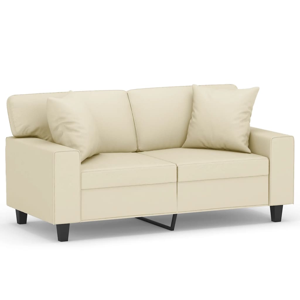 Tweezitsbank met sierkussens 120 cm kunstleer crèmekleurig is nu te koop bij PeponiXL, paradijselijk wonen!
