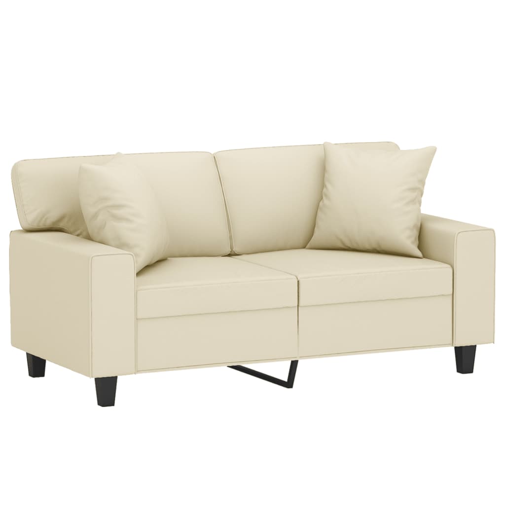 Tweezitsbank met sierkussens 120 cm kunstleer crèmekleurig is nu te koop bij PeponiXL, paradijselijk wonen!