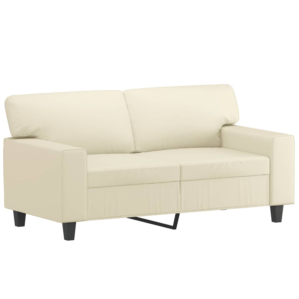 Tweezitsbank met sierkussens 120 cm kunstleer crèmekleurig is nu te koop bij PeponiXL, paradijselijk wonen!