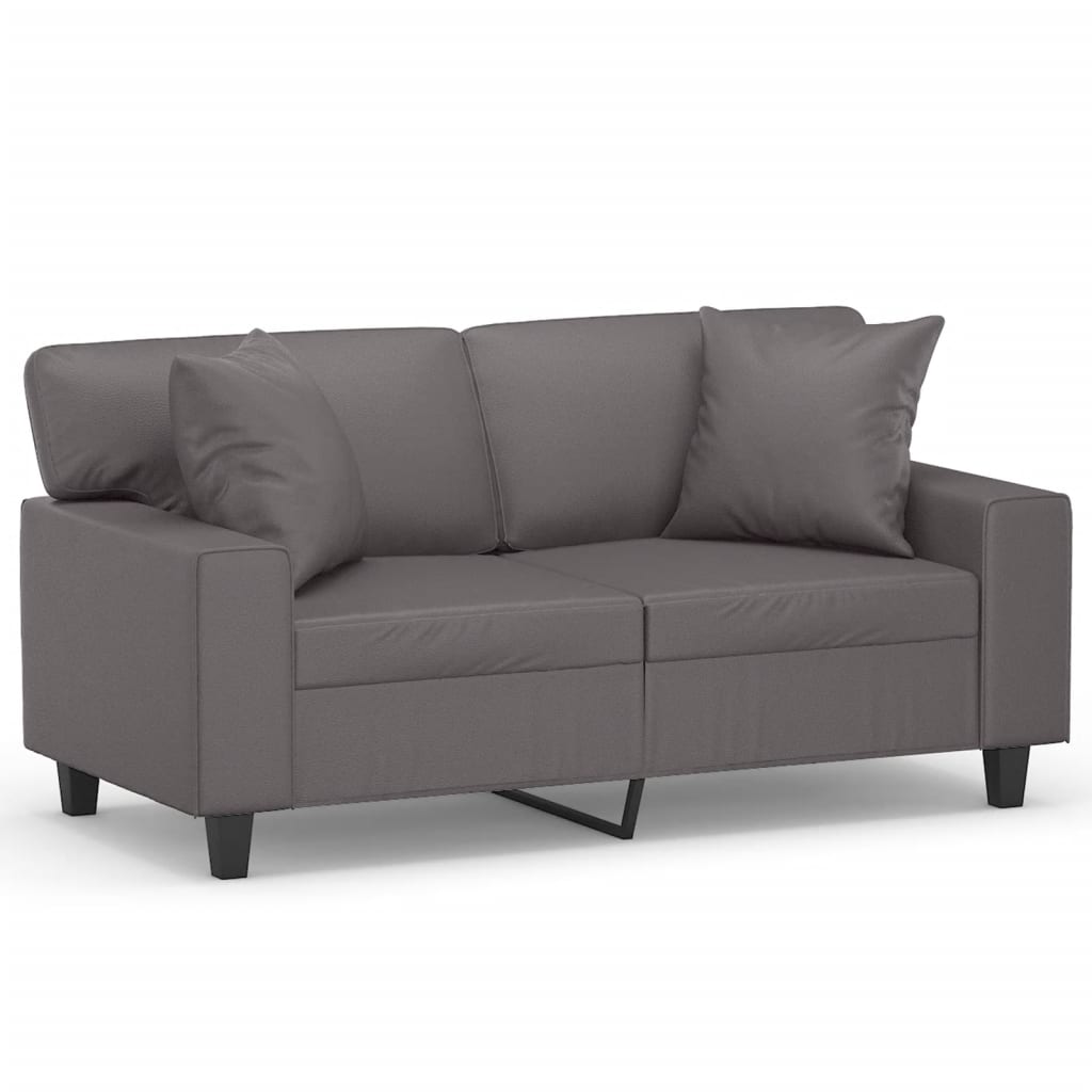 Tweezitsbank met sierkussens 120 cm kunstleer grijs is nu te koop bij PeponiXL, paradijselijk wonen!
