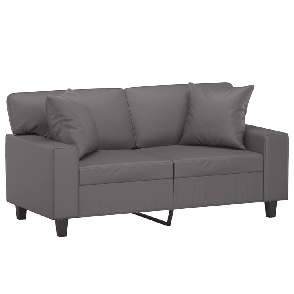 Tweezitsbank met sierkussens 120 cm kunstleer grijs is nu te koop bij PeponiXL, paradijselijk wonen!