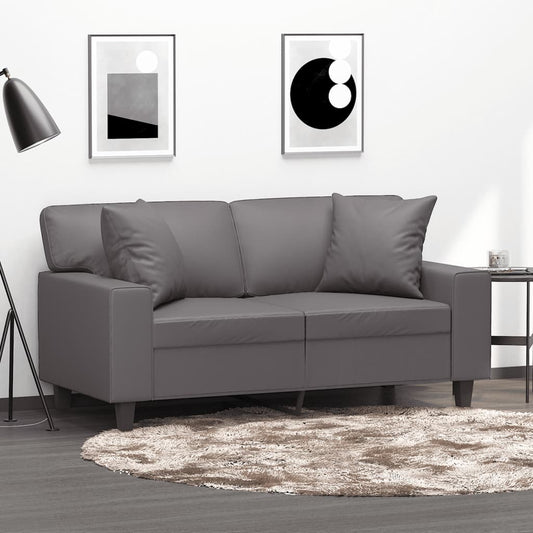Tweezitsbank met sierkussens 120 cm kunstleer grijs is nu te koop bij PeponiXL, paradijselijk wonen!
