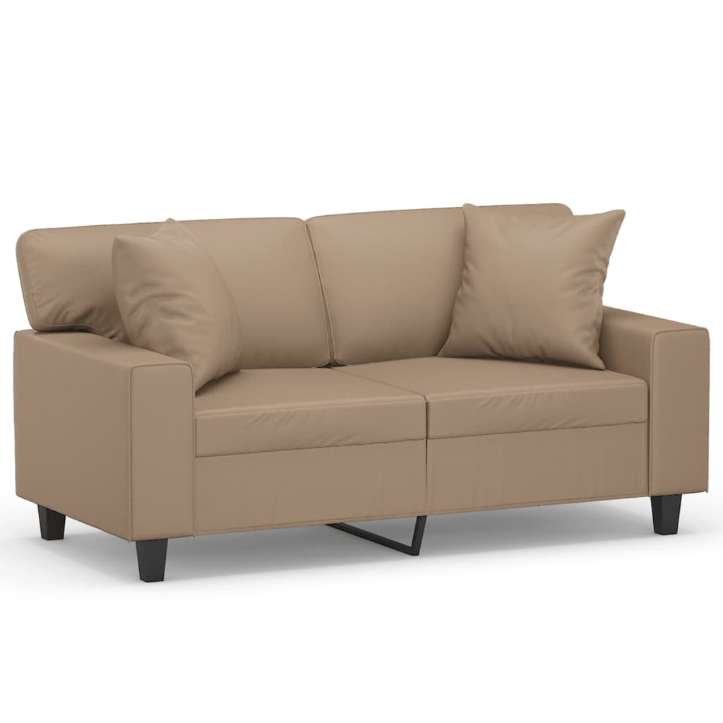 Tweezitsbank met sierkussens 120 cm kunstleer cappuccinokleurig is nu te koop bij PeponiXL, paradijselijk wonen!