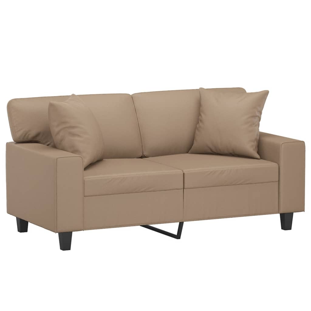 Tweezitsbank met sierkussens 120 cm kunstleer cappuccinokleurig is nu te koop bij PeponiXL, paradijselijk wonen!