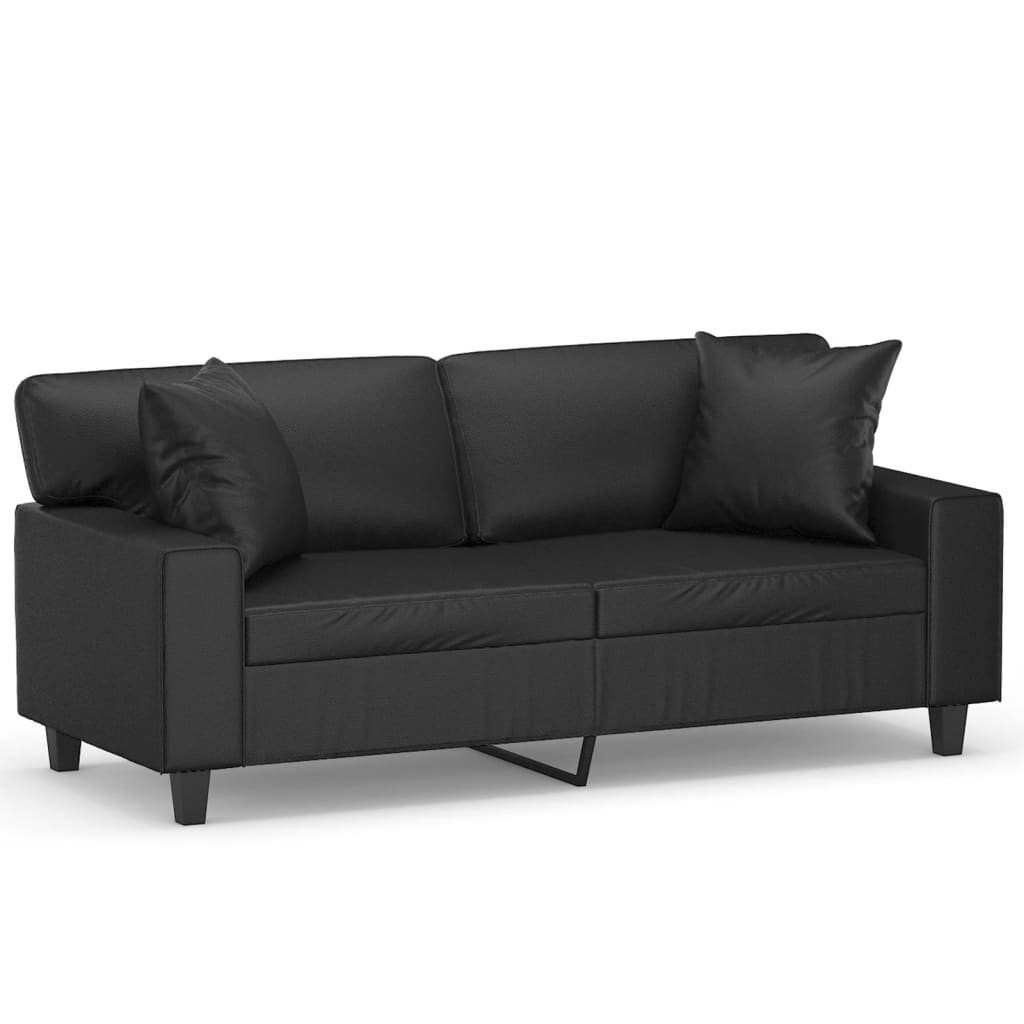 Tweezitsbank met sierkussens 140 cm kunstleer zwart is nu te koop bij PeponiXL, paradijselijk wonen!