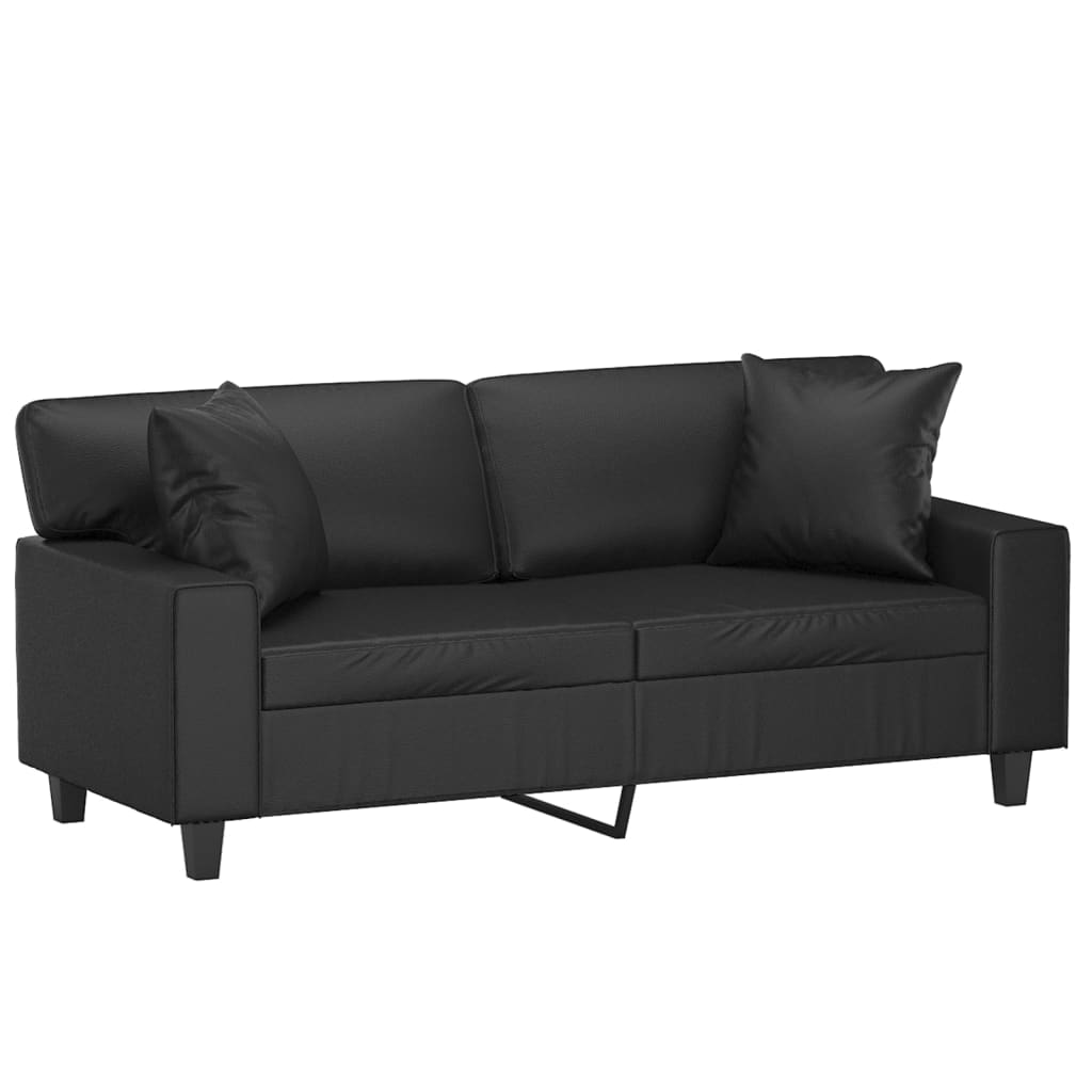 Tweezitsbank met sierkussens 140 cm kunstleer zwart is nu te koop bij PeponiXL, paradijselijk wonen!