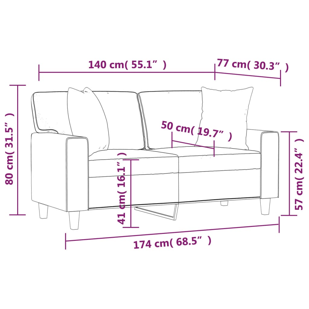 Tweezitsbank met sierkussens 140 cm kunstleer zwart is nu te koop bij PeponiXL, paradijselijk wonen!