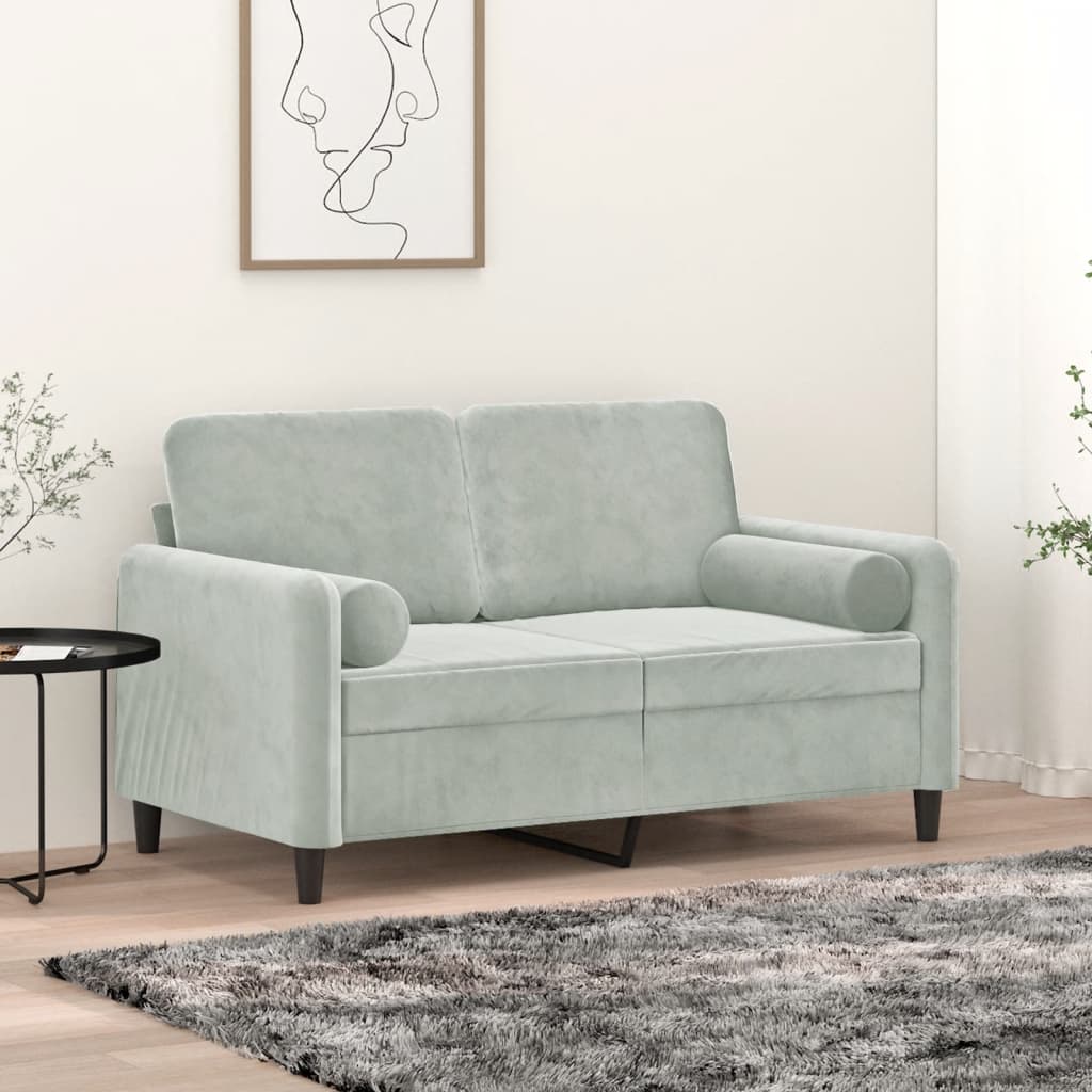 Tweezitsbank met sierkussens 120 cm fluweel lichtgrijs is nu te koop bij PeponiXL, paradijselijk wonen!