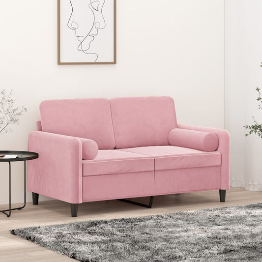 Tweezitsbank met sierkussens 120 cm fluweel roze is nu te koop bij PeponiXL, paradijselijk wonen!