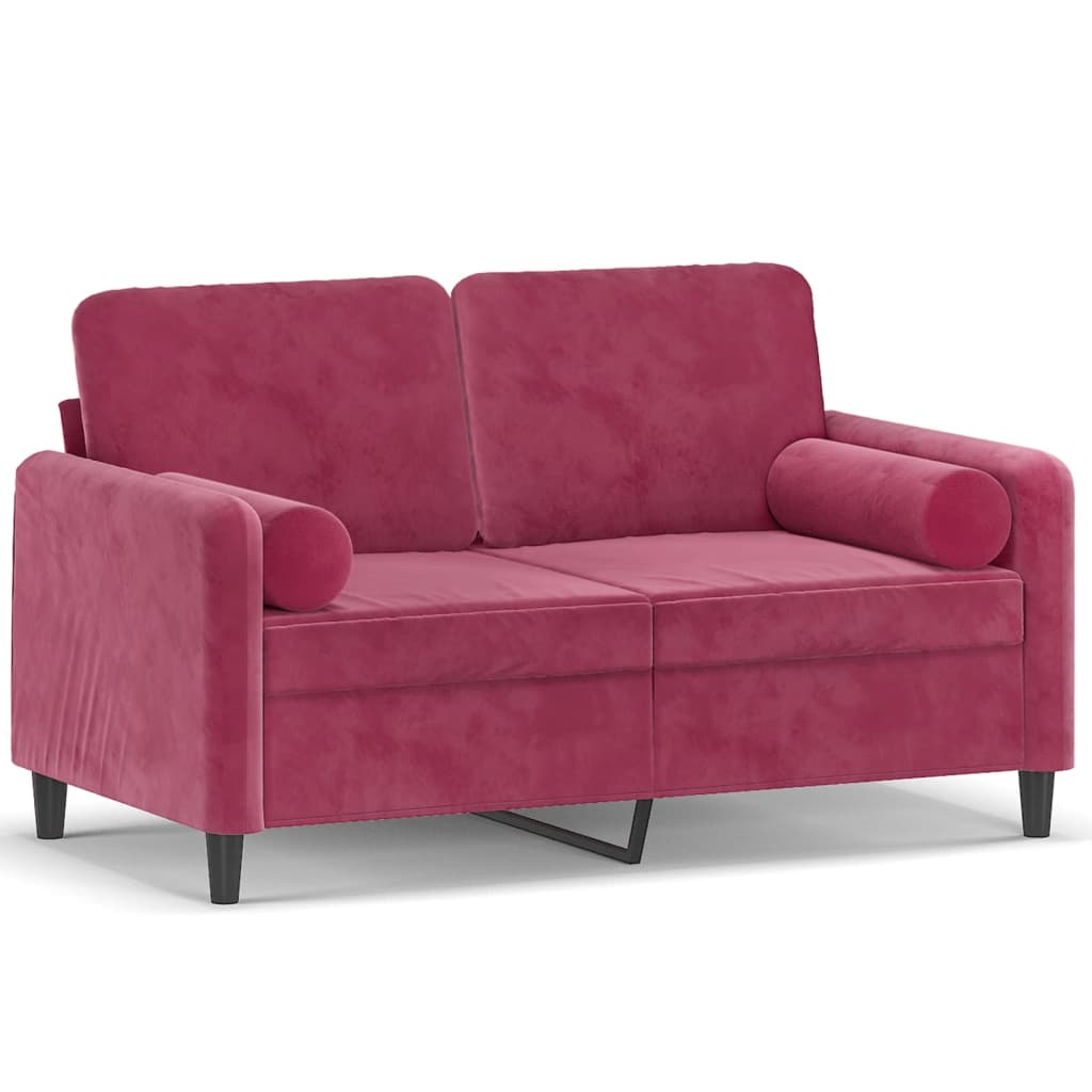 Tweezitsbank met sierkussens 120 cm fluweel wijnrood is nu te koop bij PeponiXL, paradijselijk wonen!