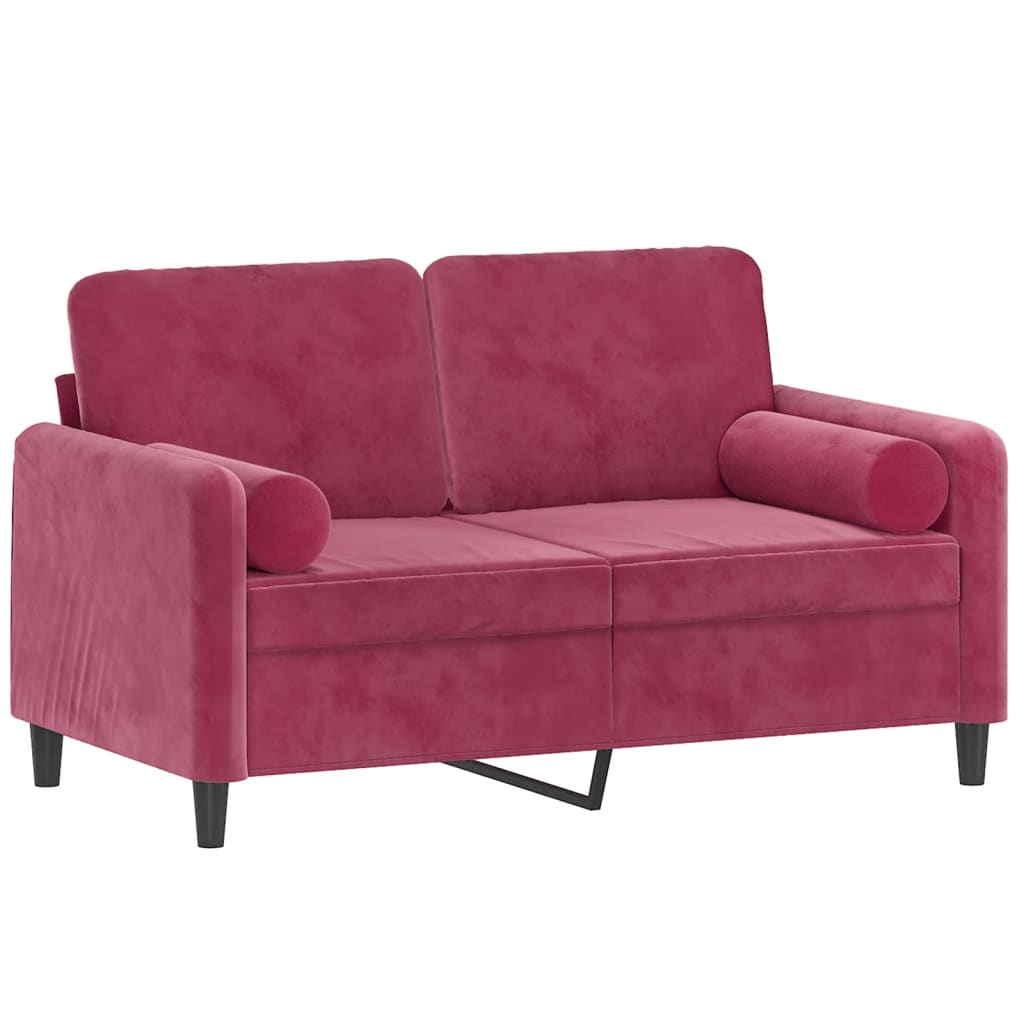 Tweezitsbank met sierkussens 120 cm fluweel wijnrood is nu te koop bij PeponiXL, paradijselijk wonen!