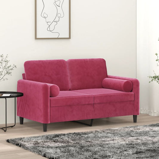 Tweezitsbank met sierkussens 120 cm fluweel wijnrood is nu te koop bij PeponiXL, paradijselijk wonen!