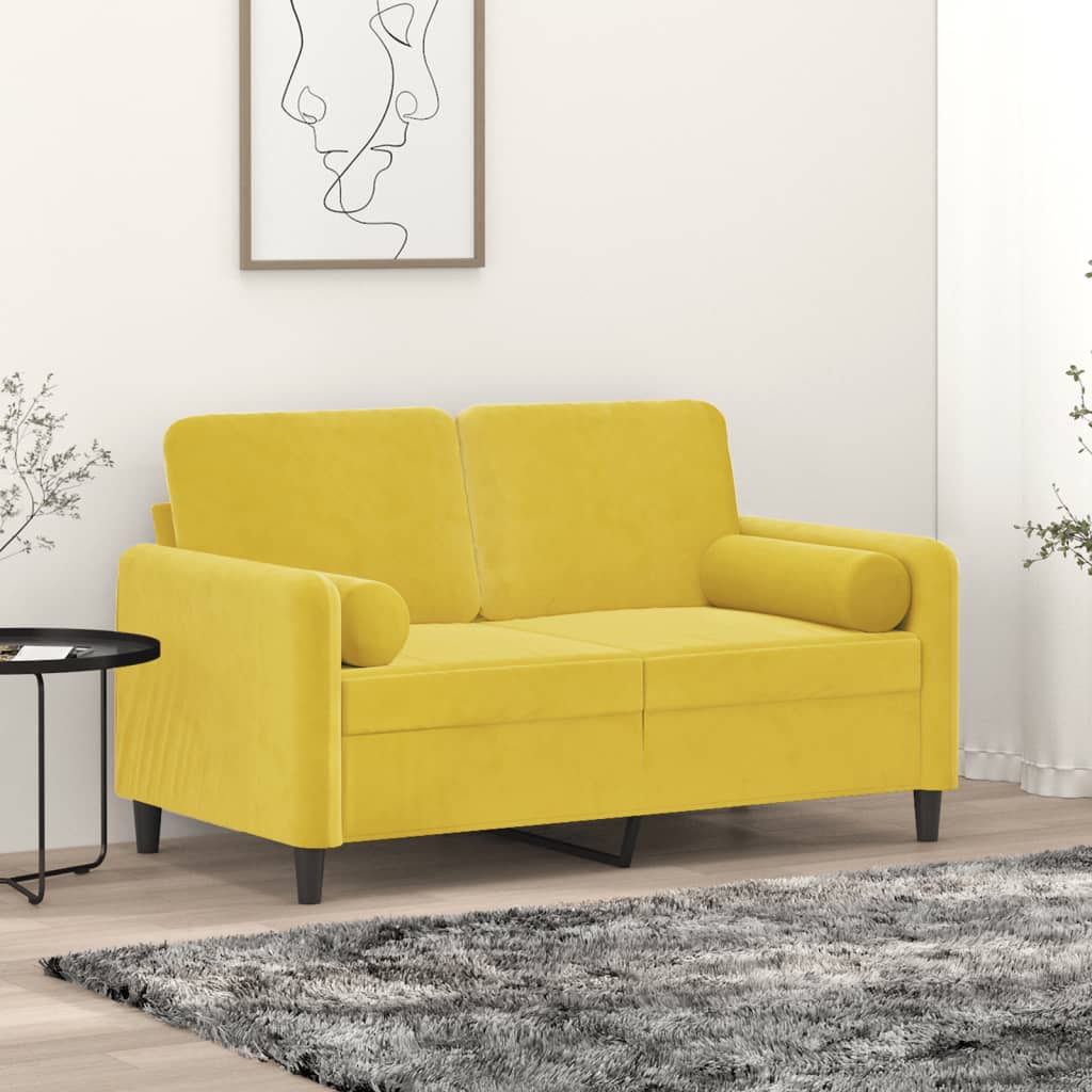Tweezitsbank met sierkussens 120 cm fluweel geel is nu te koop bij PeponiXL, paradijselijk wonen!