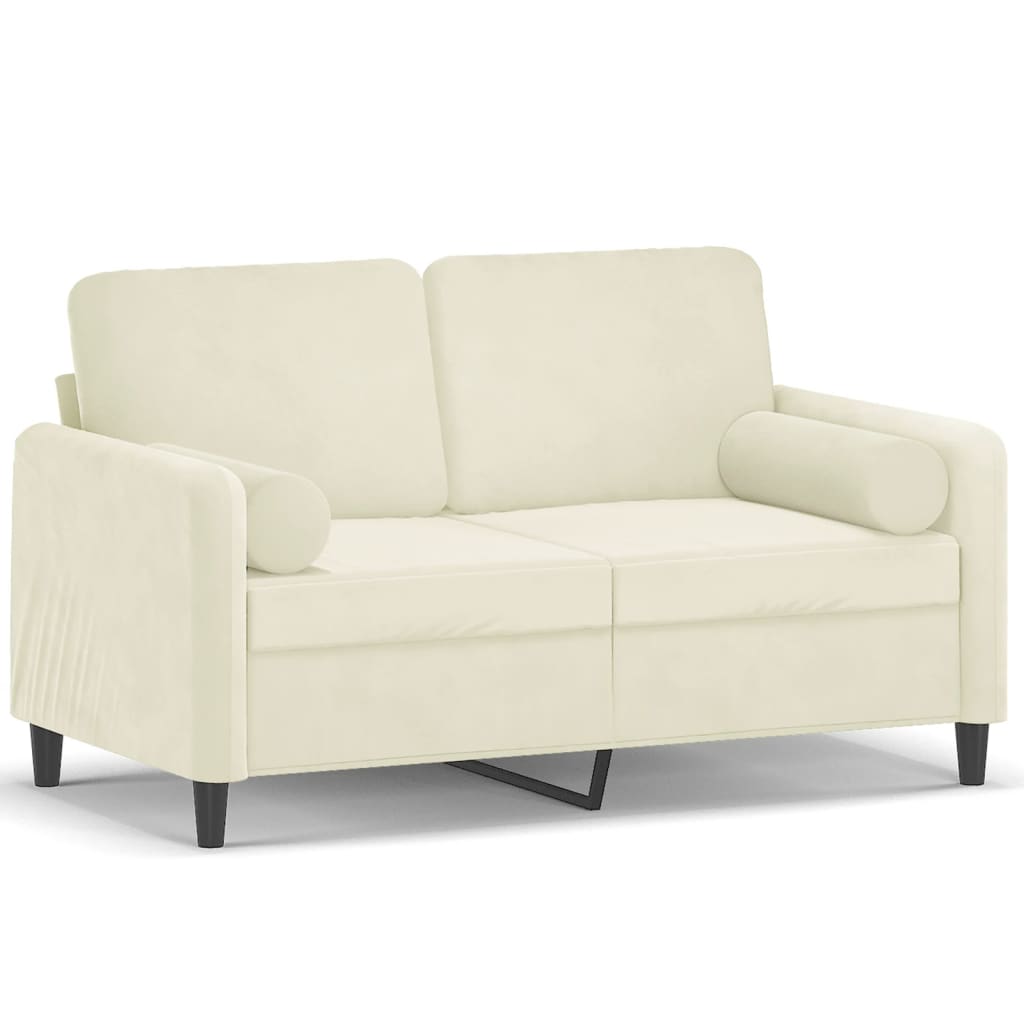 Tweezitsbank met sierkussens 120 cm fluweel crèmekleurig is nu te koop bij PeponiXL, paradijselijk wonen!