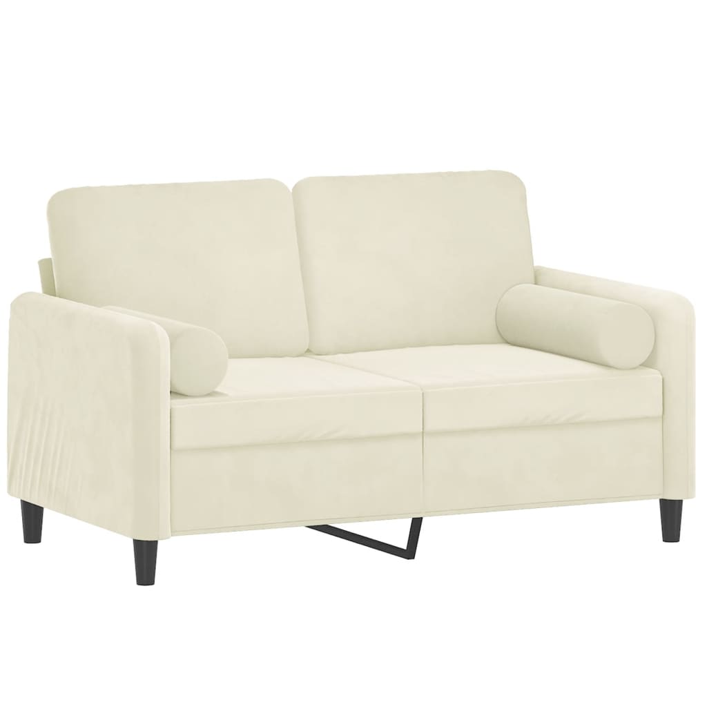 Tweezitsbank met sierkussens 120 cm fluweel crèmekleurig is nu te koop bij PeponiXL, paradijselijk wonen!
